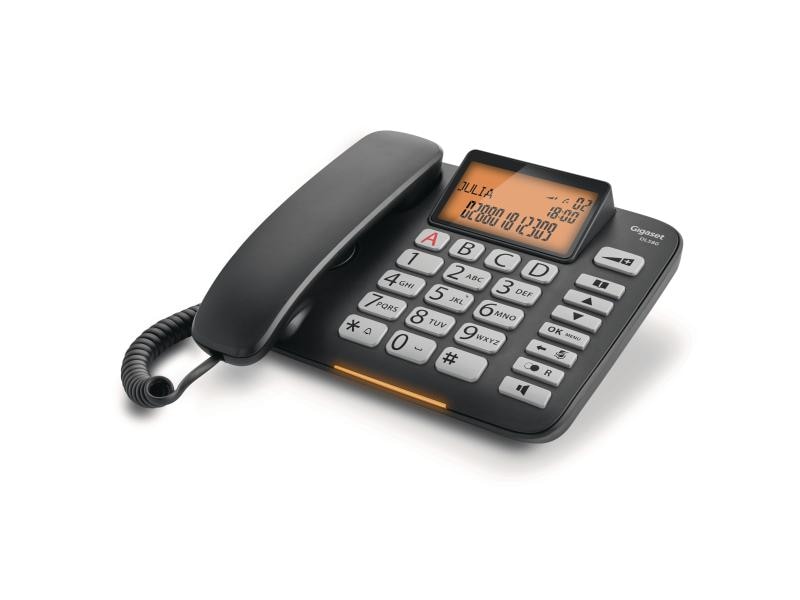 Gigaset Tischtelefon DL580 Schwarz Das Komfort-Telefon mit grossen Tasten und beleuchtetem Display