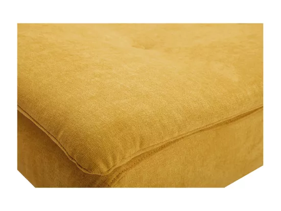 Canapé convertible 3 places en tissu effet velours jaune moutarde et bois clair SENSO