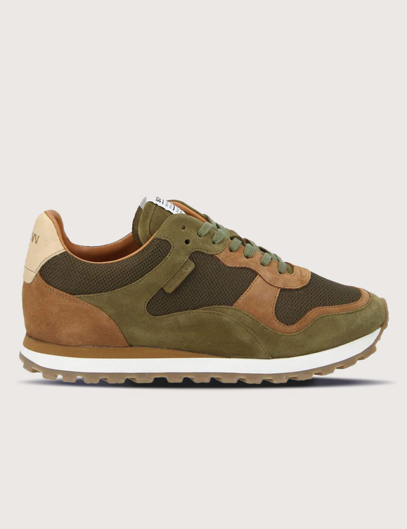 SCHMOOVE BASKETS TRAX RUNNER SUÈDE MESH KAKI OLIVE