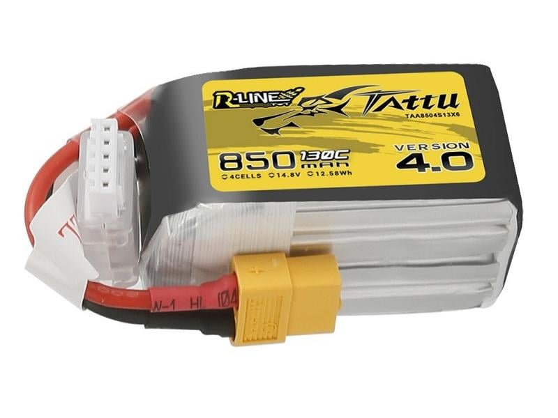 Tattu RC-Akku LiPo 850 mAh 14.8 V 130C R-Line V4 4S LiPo mit XT60 Stecker
