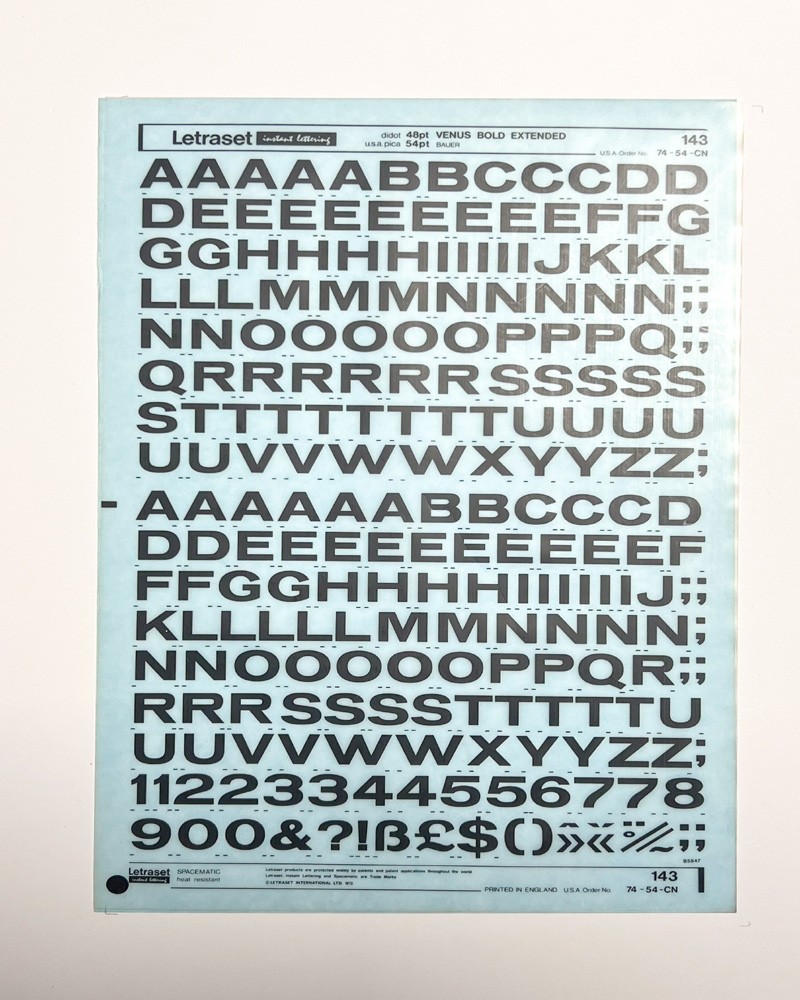 letraset-143- VENUS BOLD EXTENDED - 48pt