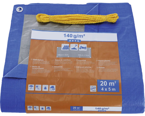Geweven zeildoek, universeel zeildoek, 140 g/m², zilverblauw, 4 x 5 m