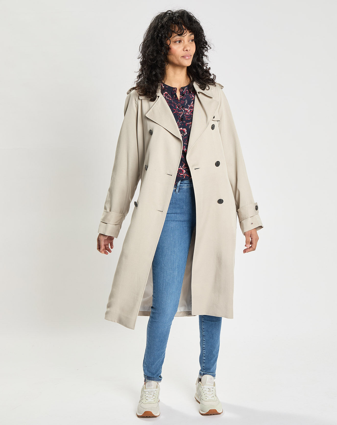 Tommy Hilfiger Trench long fluide beige grisé