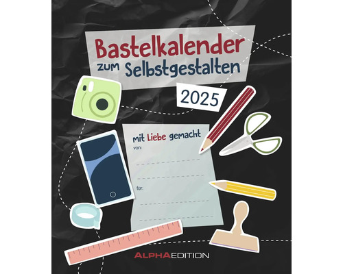 DIY knutselkalender om zelf te ontwerpen, zwart, 2025, 21x24 cm