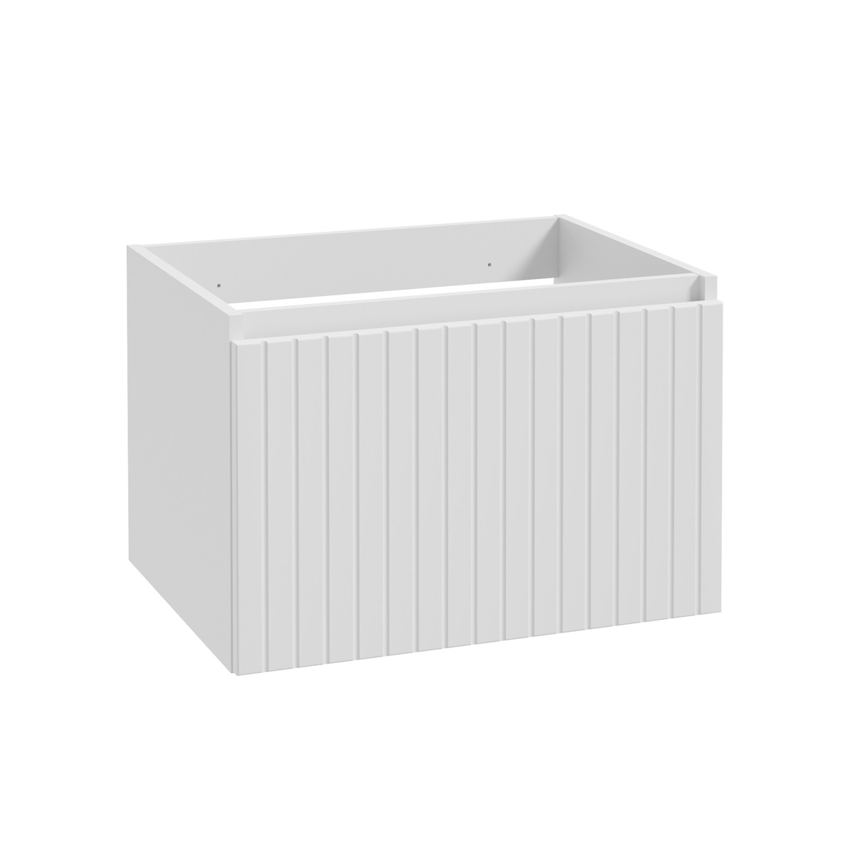 Fontana Lento wit badkamermeubel ribbelfront met witte wastafel 60cm zonder kraangat en ronde spiegel