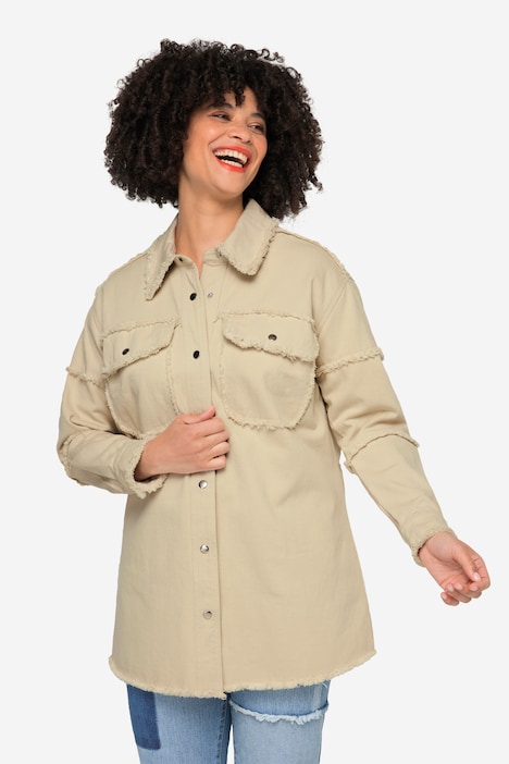 Jacke, modische Verzierungen, Hemdkragen, Langarm