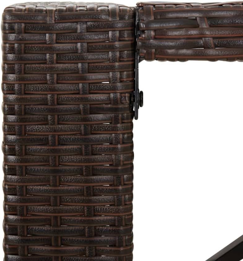 Bartisch mit Glasplatte Braun 105x80x110 cm Poly Rattan Bartisch, Bistrotisch Bartheke für Hausbar, Wohnzimmer und Esszimme