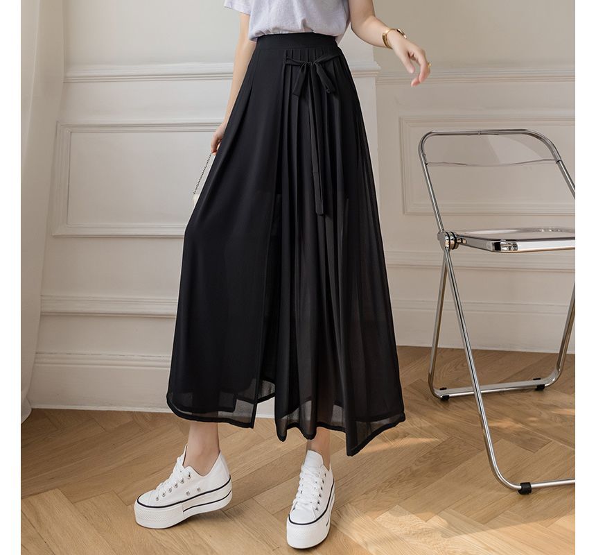 Meatacci - Wijde chiffon broek met hoge taille
