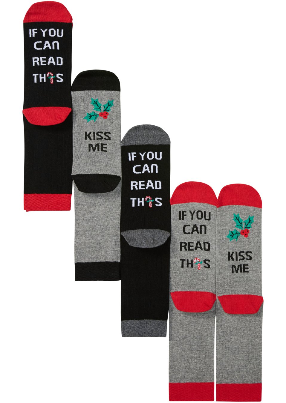 Lot de 4 paires de chaussettes avec dicton sous le pied
