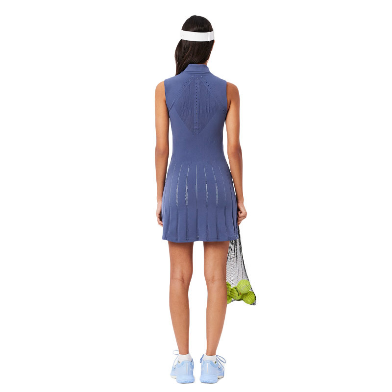 Robe de tennis bleu pour femme Lacoste Stretch avec shorty séparé