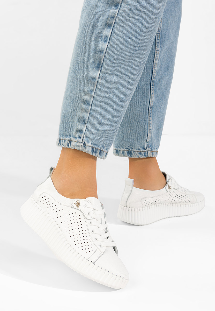 Baskets pour femme en cuir blancs Anaika