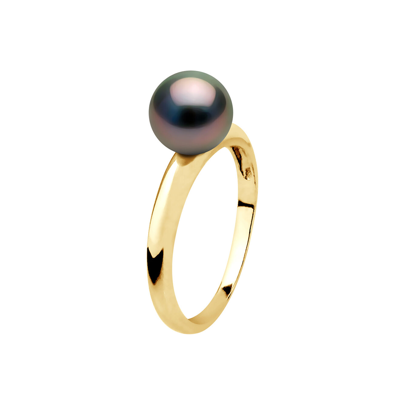 Mitzuko Bague Or Jaune & Perle de Culture de Tahiti ronde noire