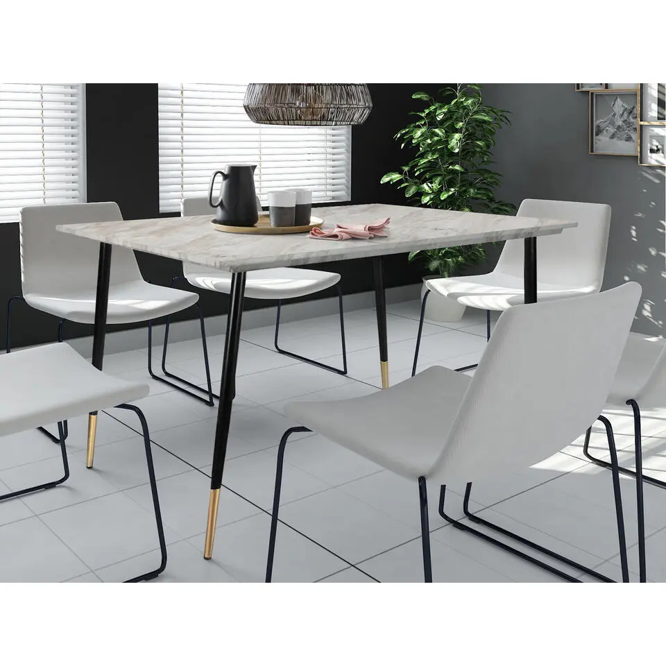 Monza - Eettafel 120x80 cm 6 zitplaatsen wit marmer look