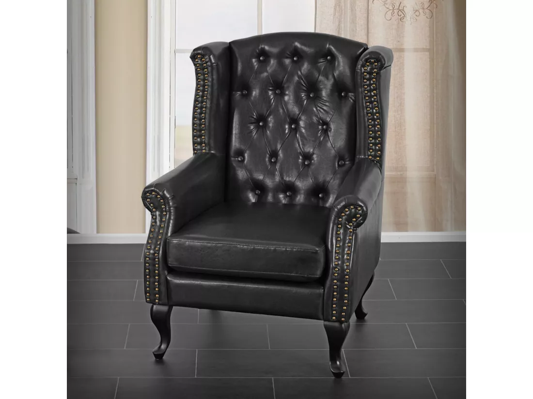 Fauteuil de relaxation Oxford, noir sans pouf