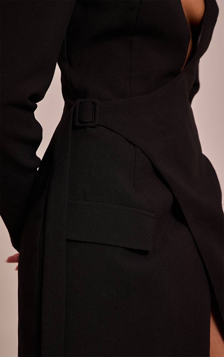 Noir Robe Blazer Plt Label Ajustée À Découpe Asymétrique