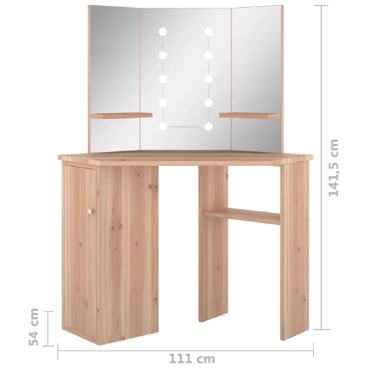 vidaXL Coiffeuse d'angle avec LED - Chêne