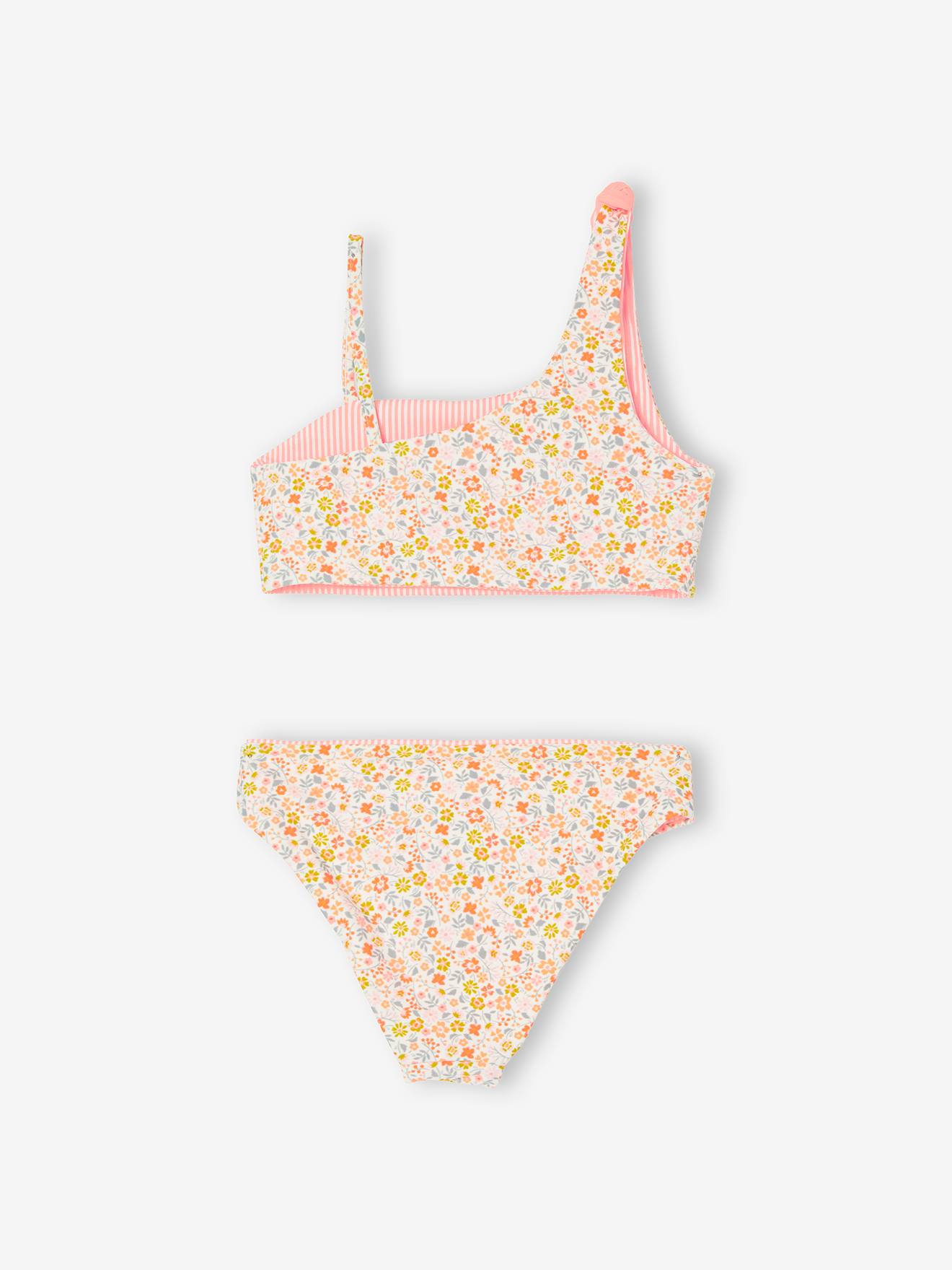 Biquíni coral reversível para meninas