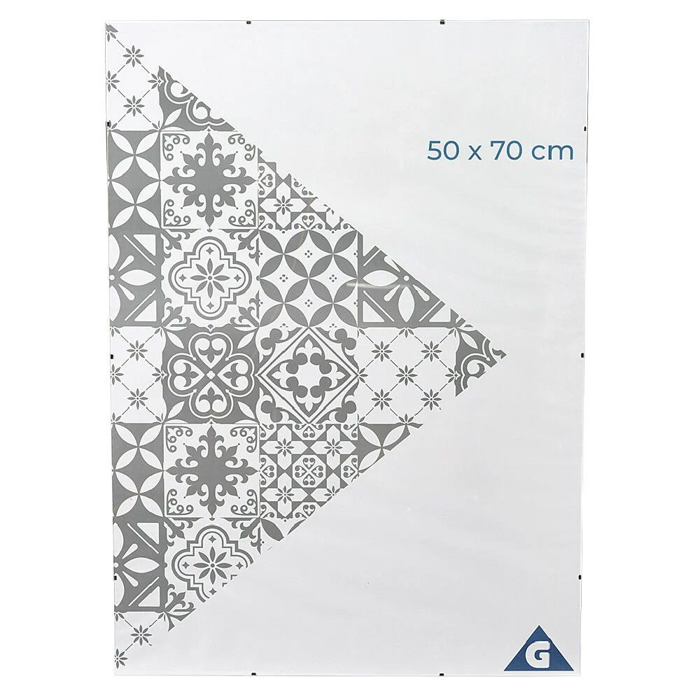Cadre sous verre contour argenté 50 x 70 cm