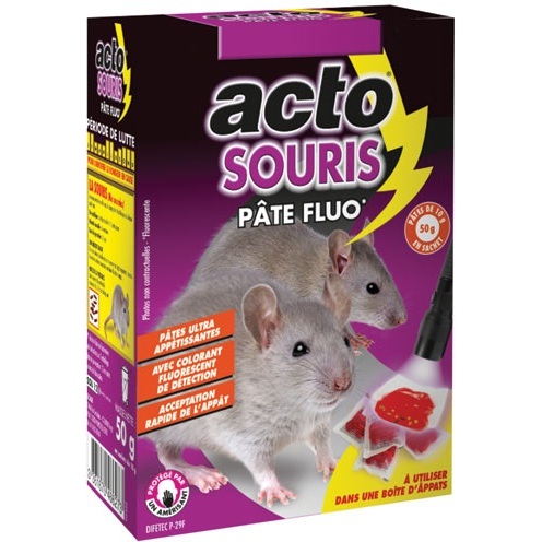 Appât pâte - fluo - souris - 50 g - 10 sachets de 5 g