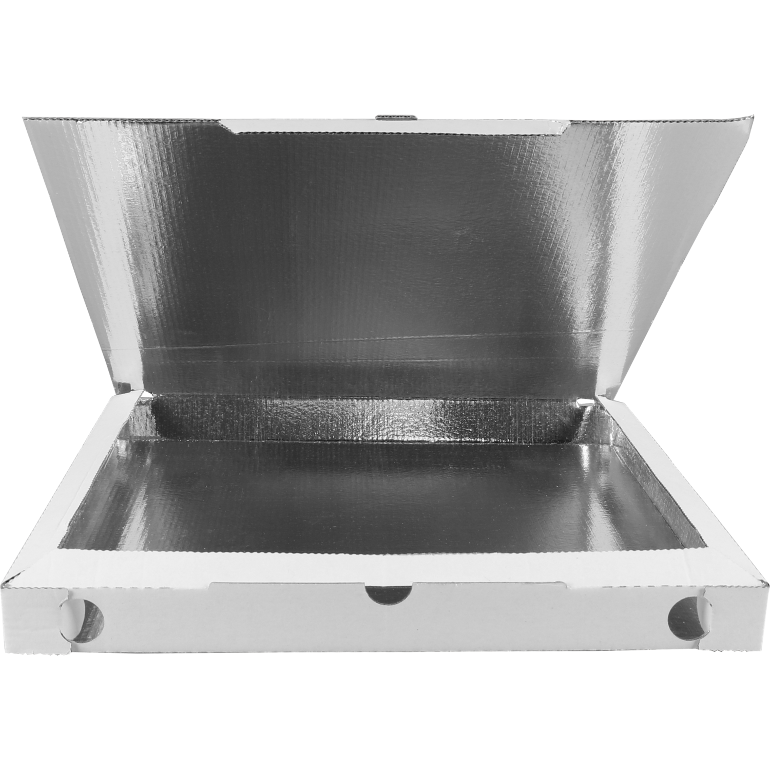 Pizzadoos, karton + PET, 32x32x3cm, vegetale, wit/aluminium