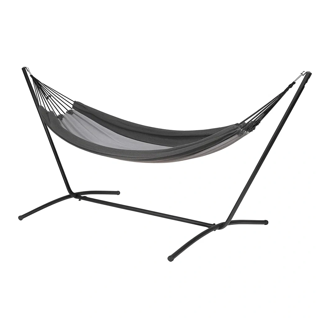 Hamac avec support en métal gris et noir