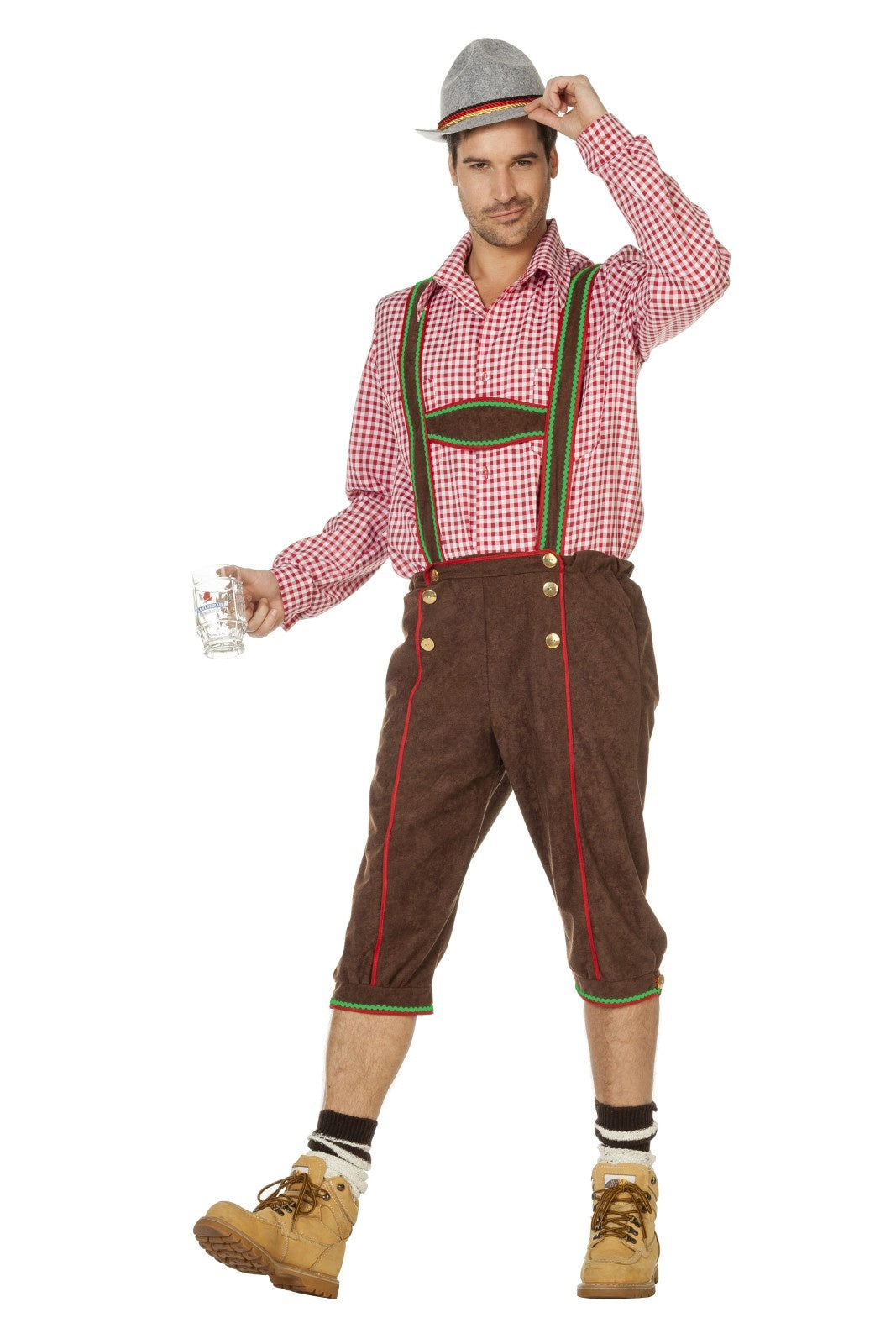 Bruine Lederhose Heren Lang