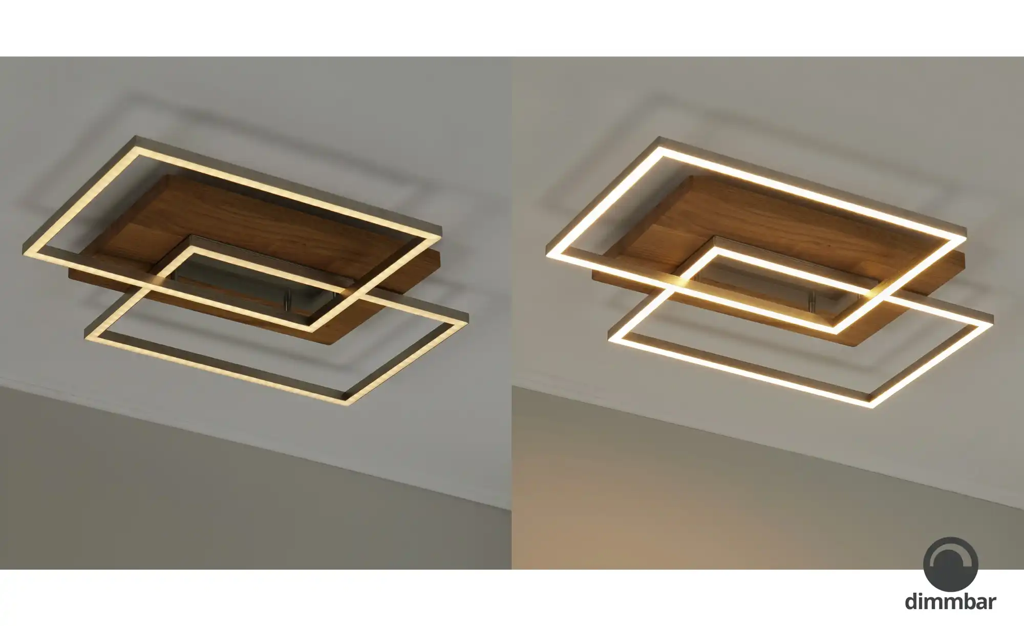 LED-Deckenleuchte, 2-flammig, Eiche natur