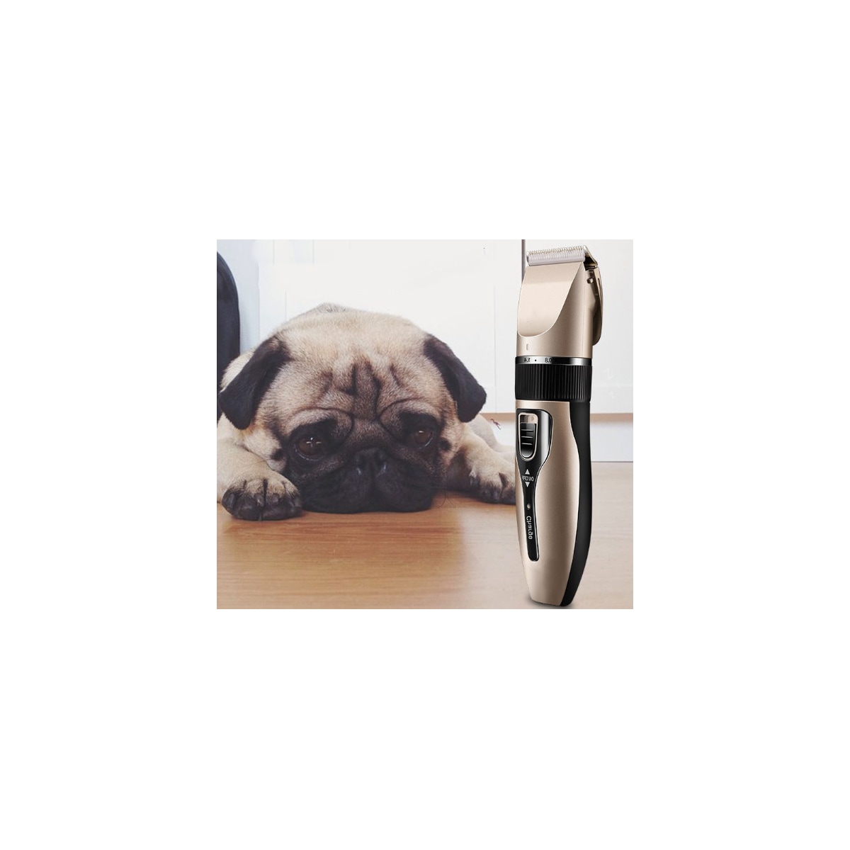 Stillegående pelstrimmer for hund, med tilbehør Champagne