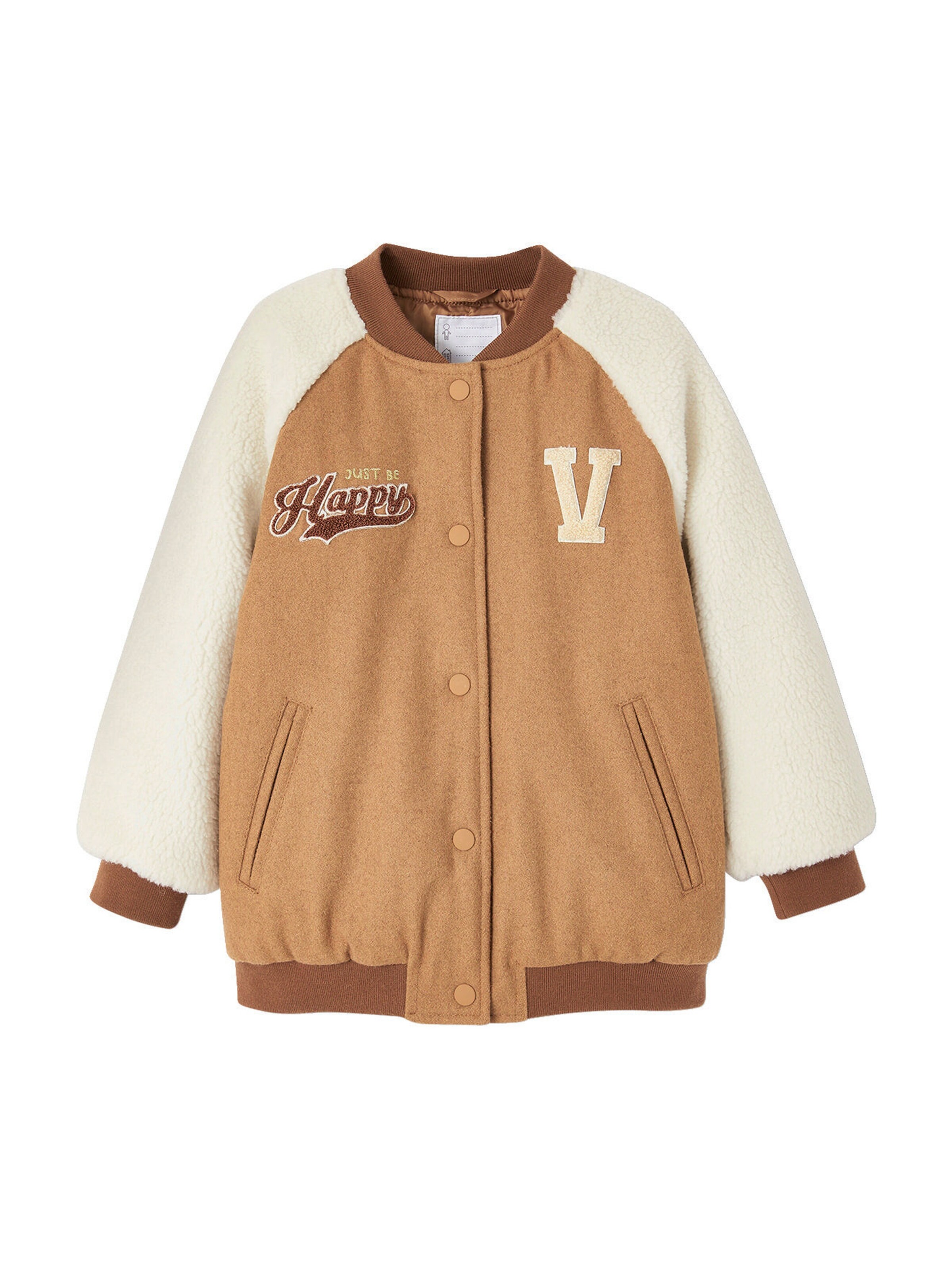 Vertbaudet Mädchen Collegejacke, Materialmix camel