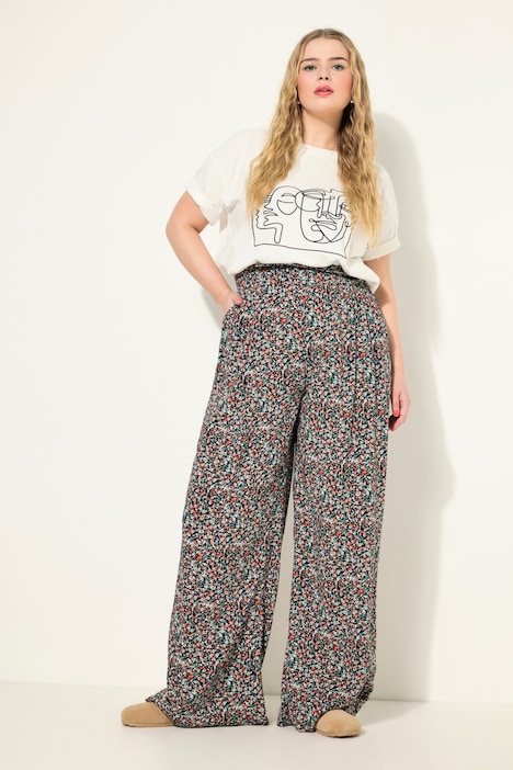 Hose, Wide Legs, High Waist, Millefleur-Print