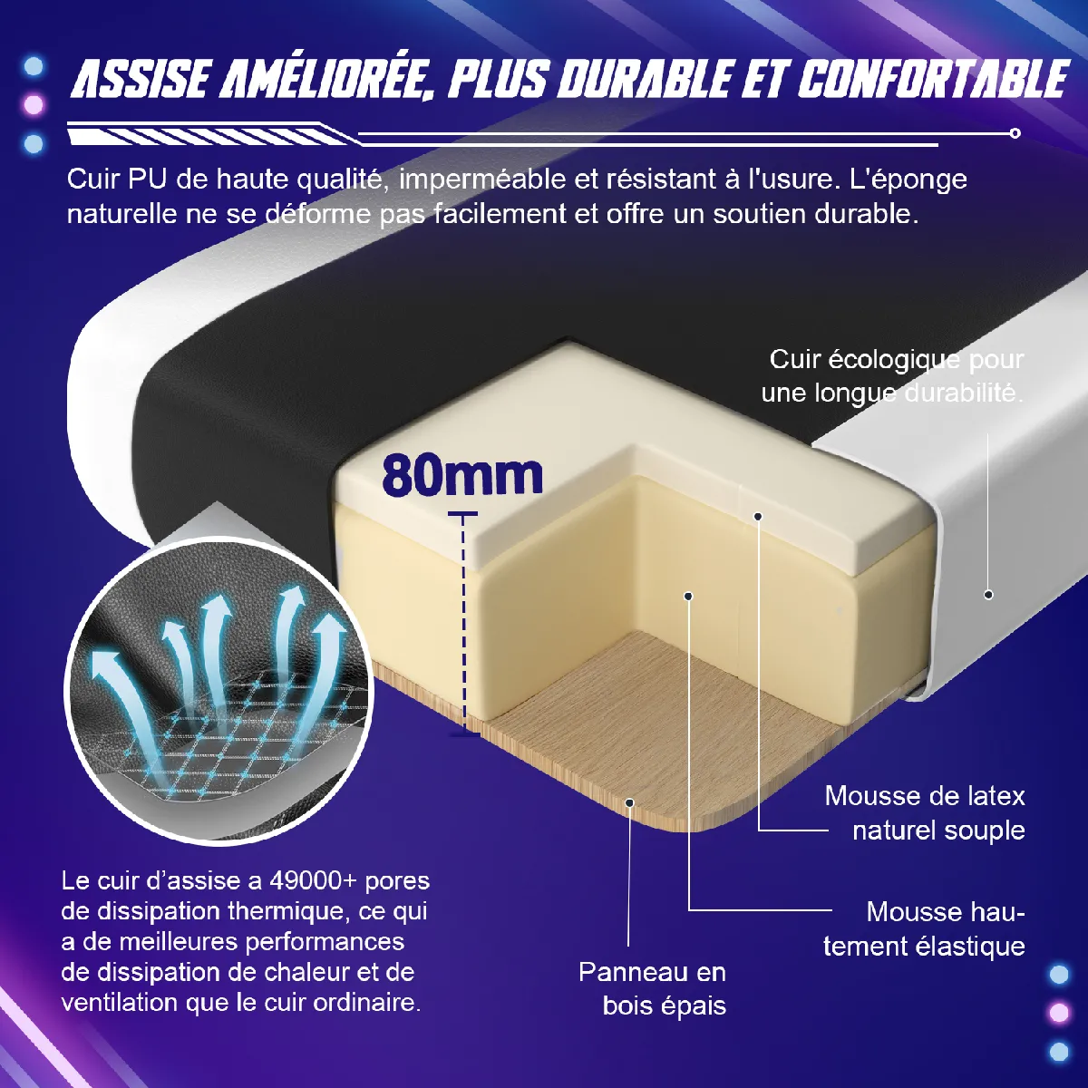 Chaise Gaming Lexzurn - Noir/Blanc