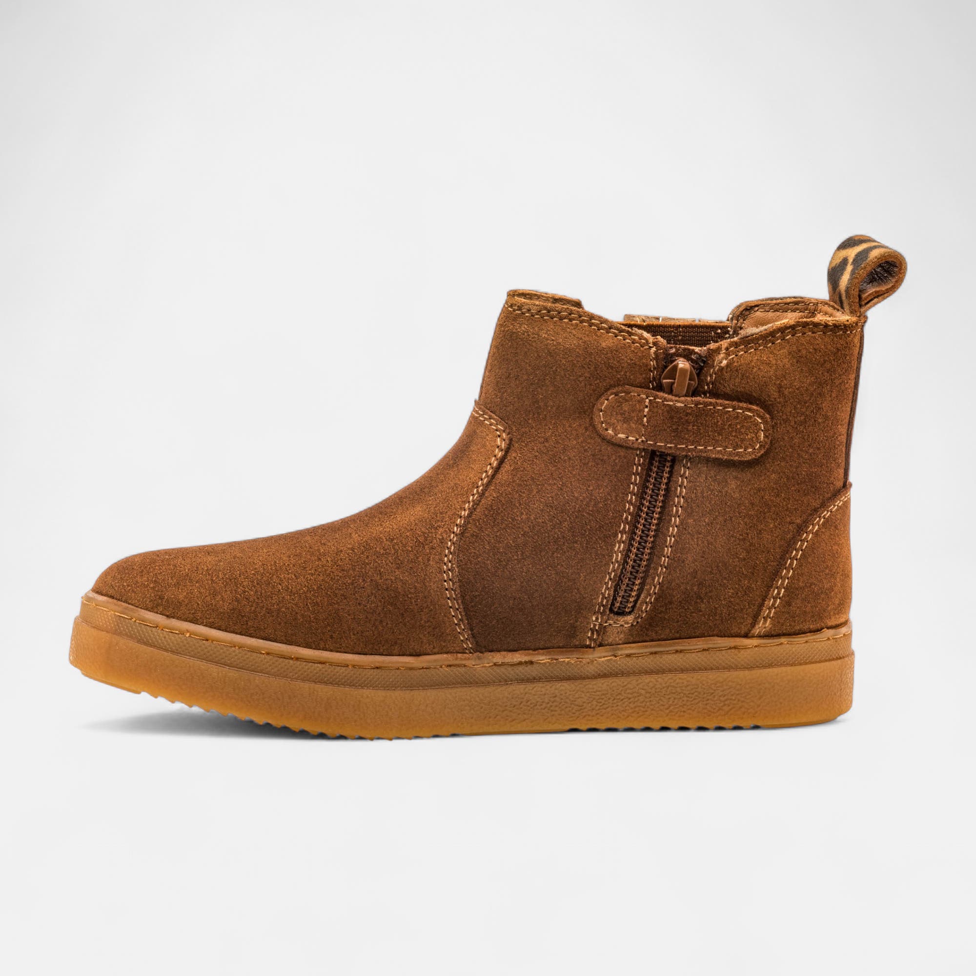 Bottines Fille en cuir cognac