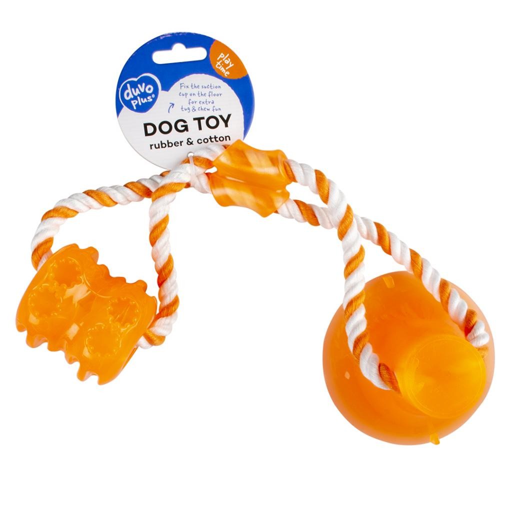 Corda para brinquedo de cachorro DUVO com ventosa, laranja, 40 cm x 10,3 cm x 10,3 cm