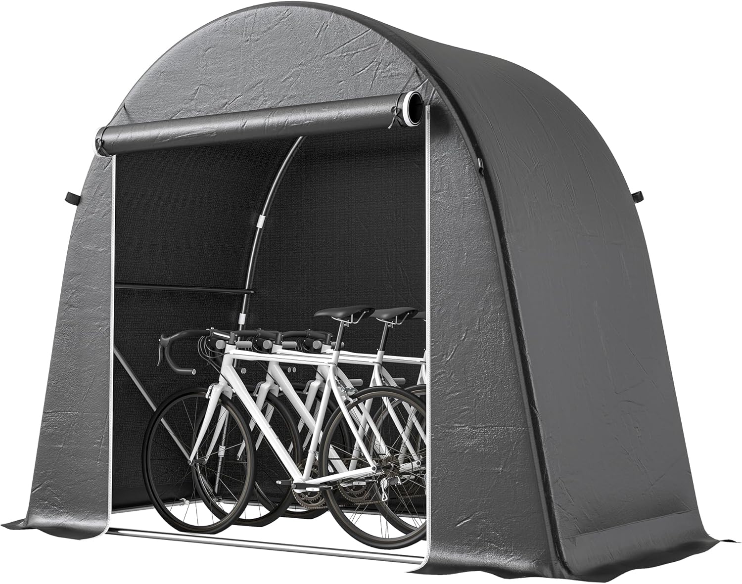 Outsunny Garagenzelt 245x120x200 cm wasserdicht Fahrradgarage mit aufrollbar Reißverschlusstür, wetterfest Lagerzelt Gerätezelt Carport für Fahrräder Gartengeräte Dunkelgrau