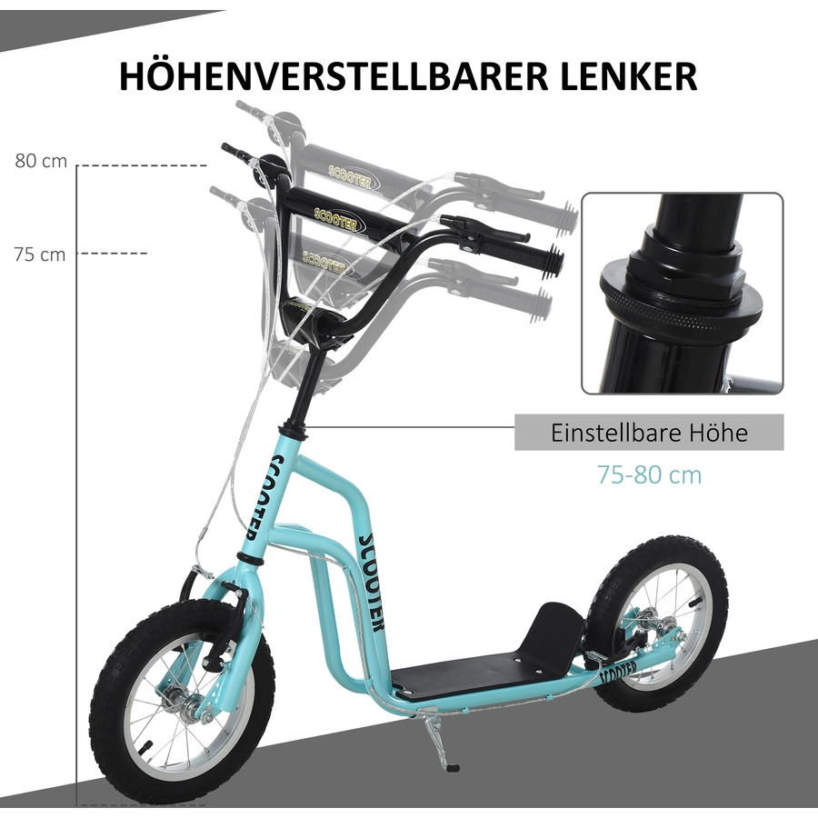 HOMCOM Kinderroller mit höhenverstellbaren Lenker blau