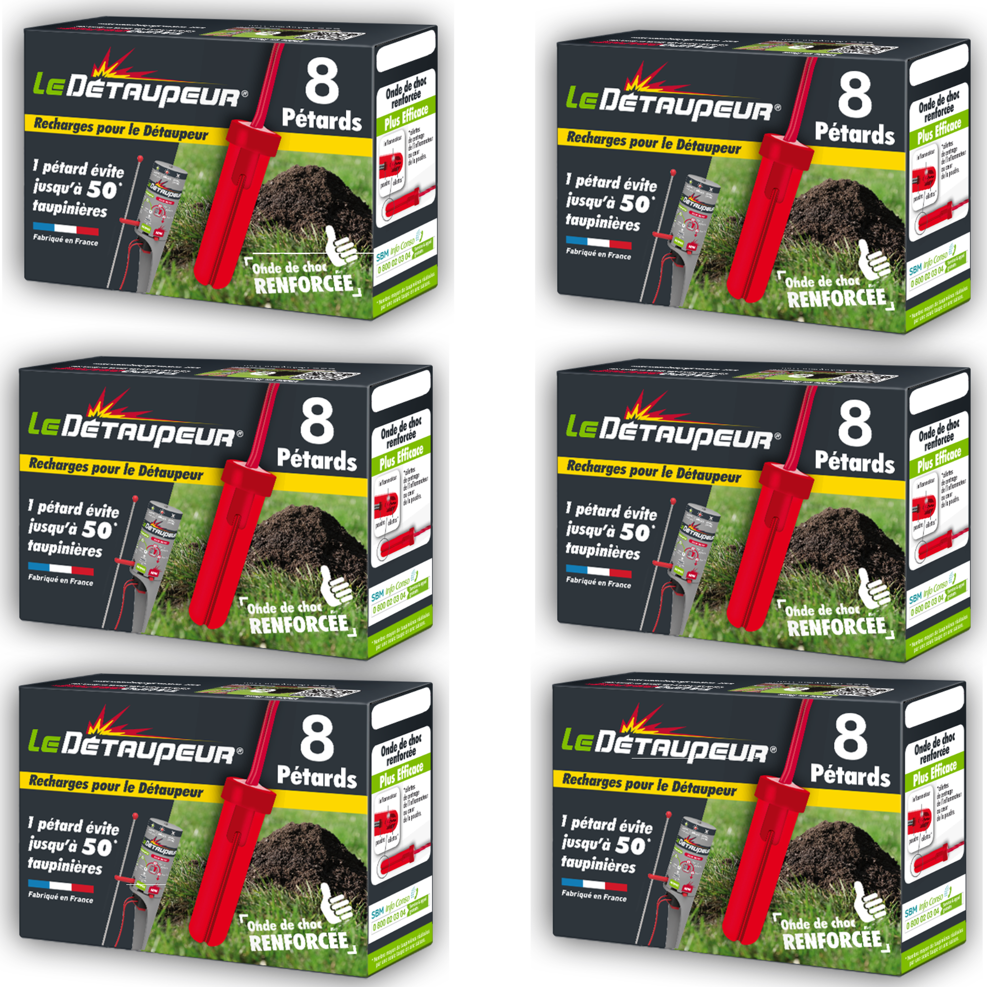 Recharge pièges anti taupes et rats taupiers | 6 recharges de 8 pétard
