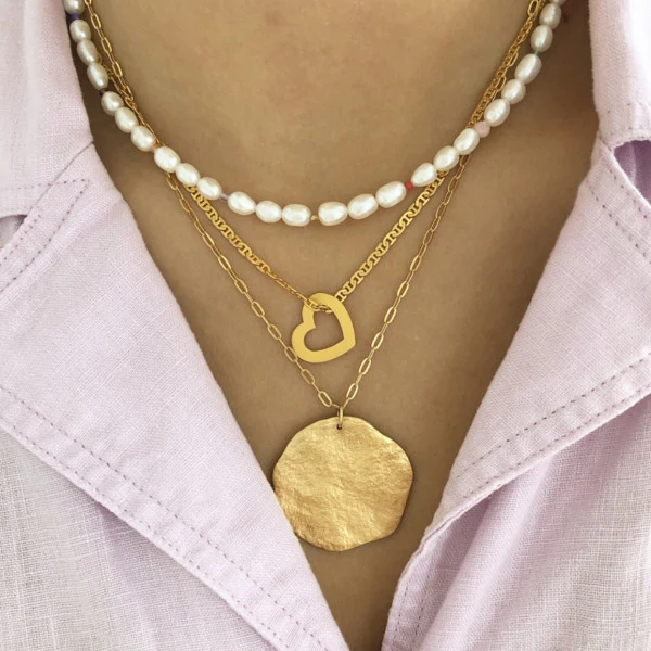 STINE A Jewelry  Petit Open Love Heart vedhæng - forgyldt
