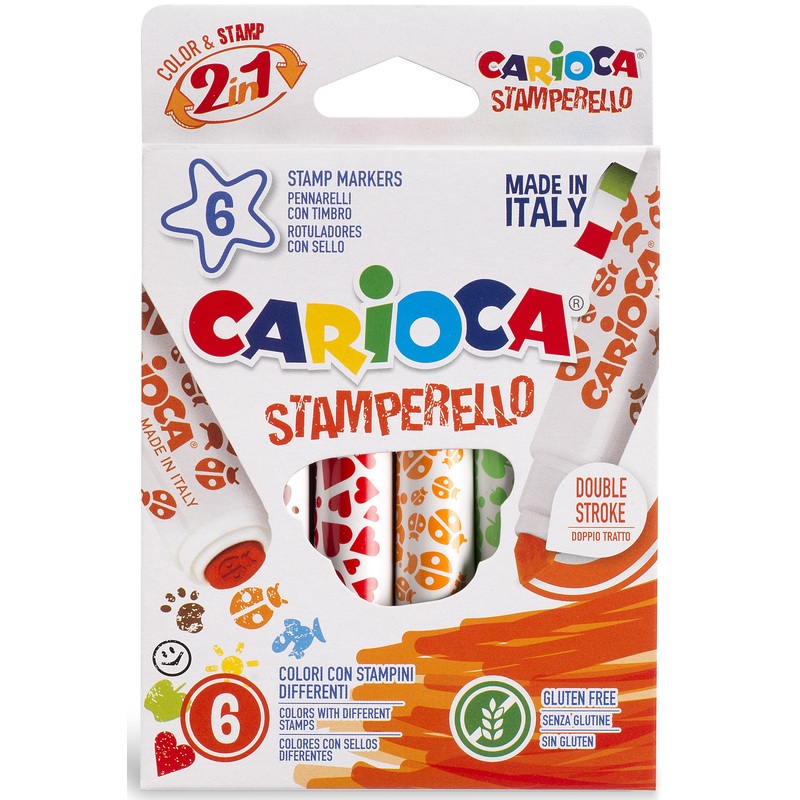 Carioca Filzstift mit Stempel, Stamperello, 6 Stück, assortiert