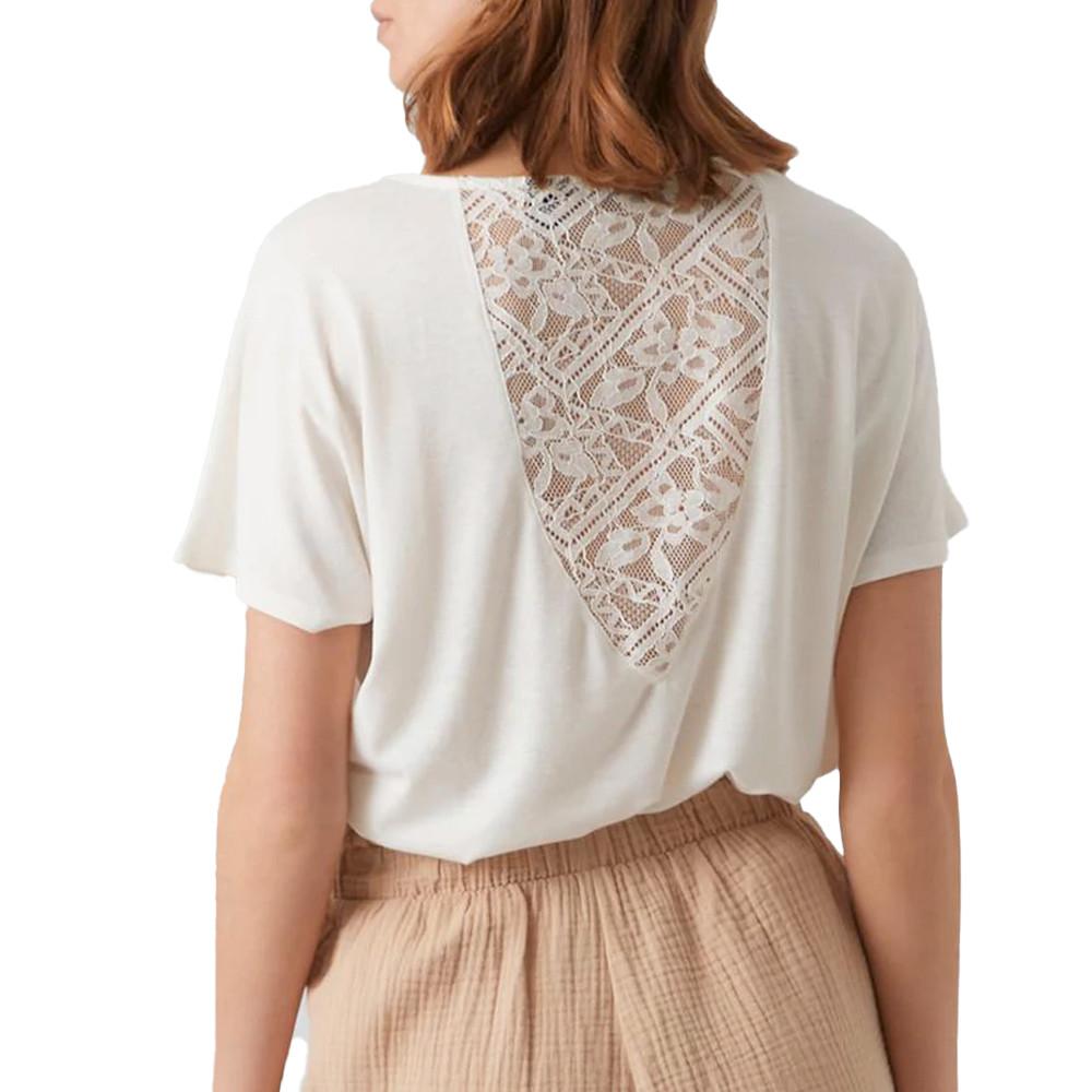 Vero Moda T-shirt Blanc Dentelle Femme Vero Moda Marijune