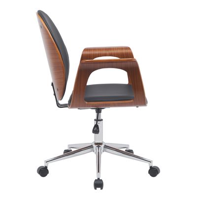Chaise ARTEMIS - Bois multiplis imitation noyer et polyuréthane noir
