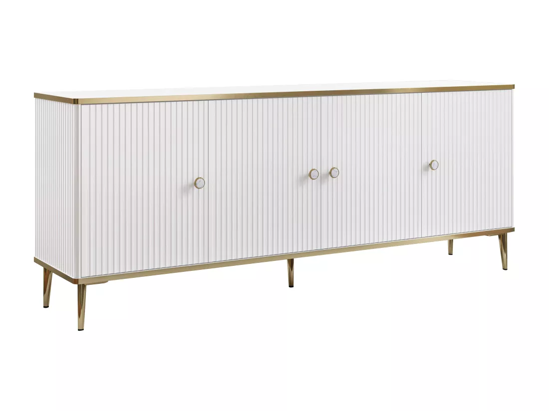 Buffet avec 4 portes en MDF et acier - Blanc et doré - SINEAD de Pascal MORABITO