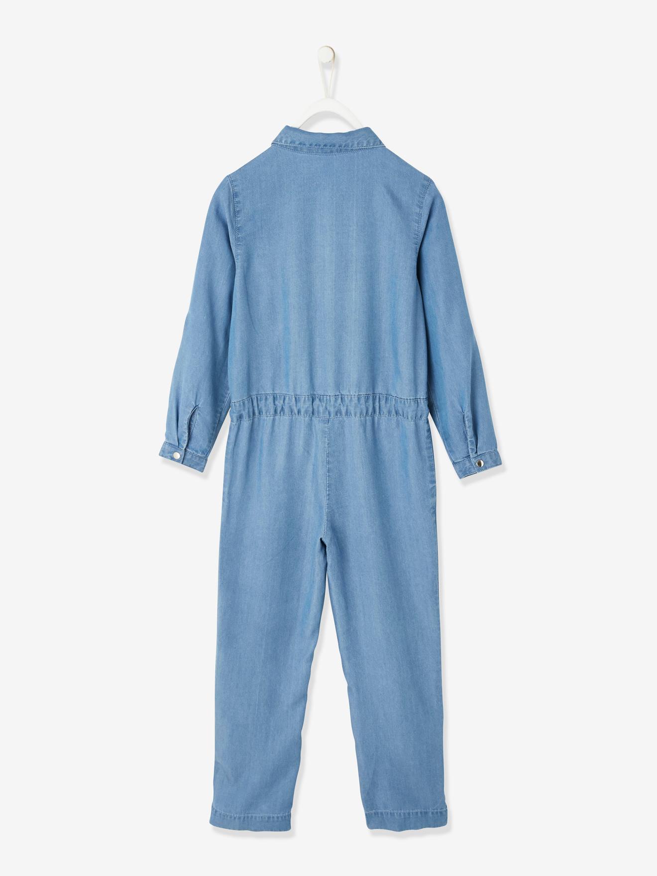 Macacão Lyocell® fluido e leve para meninas, lavagem azul escura.