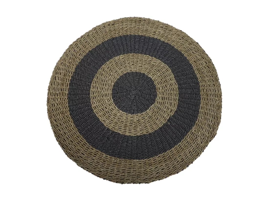 Tapis rond - ø100 - Raphia/Herbe de mer - Naturel/gris