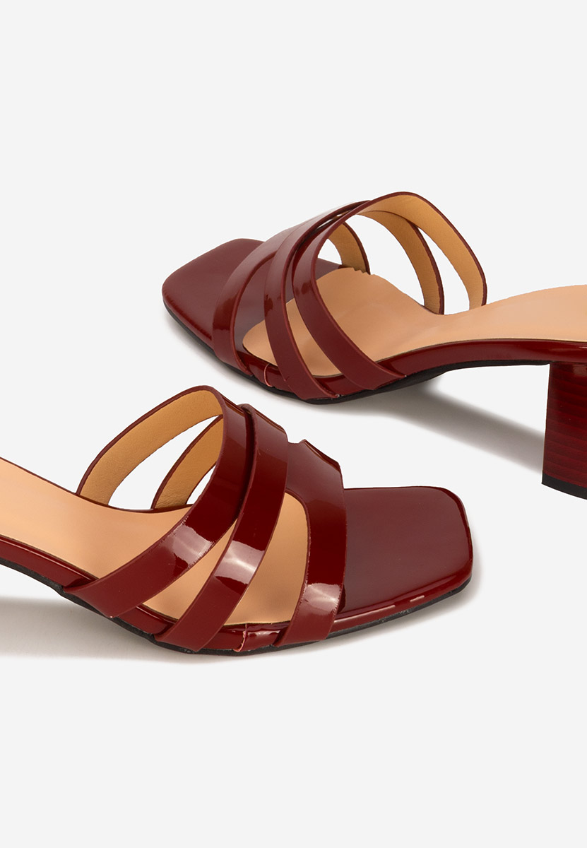 Mules à talon épais bordeaux Genoveva