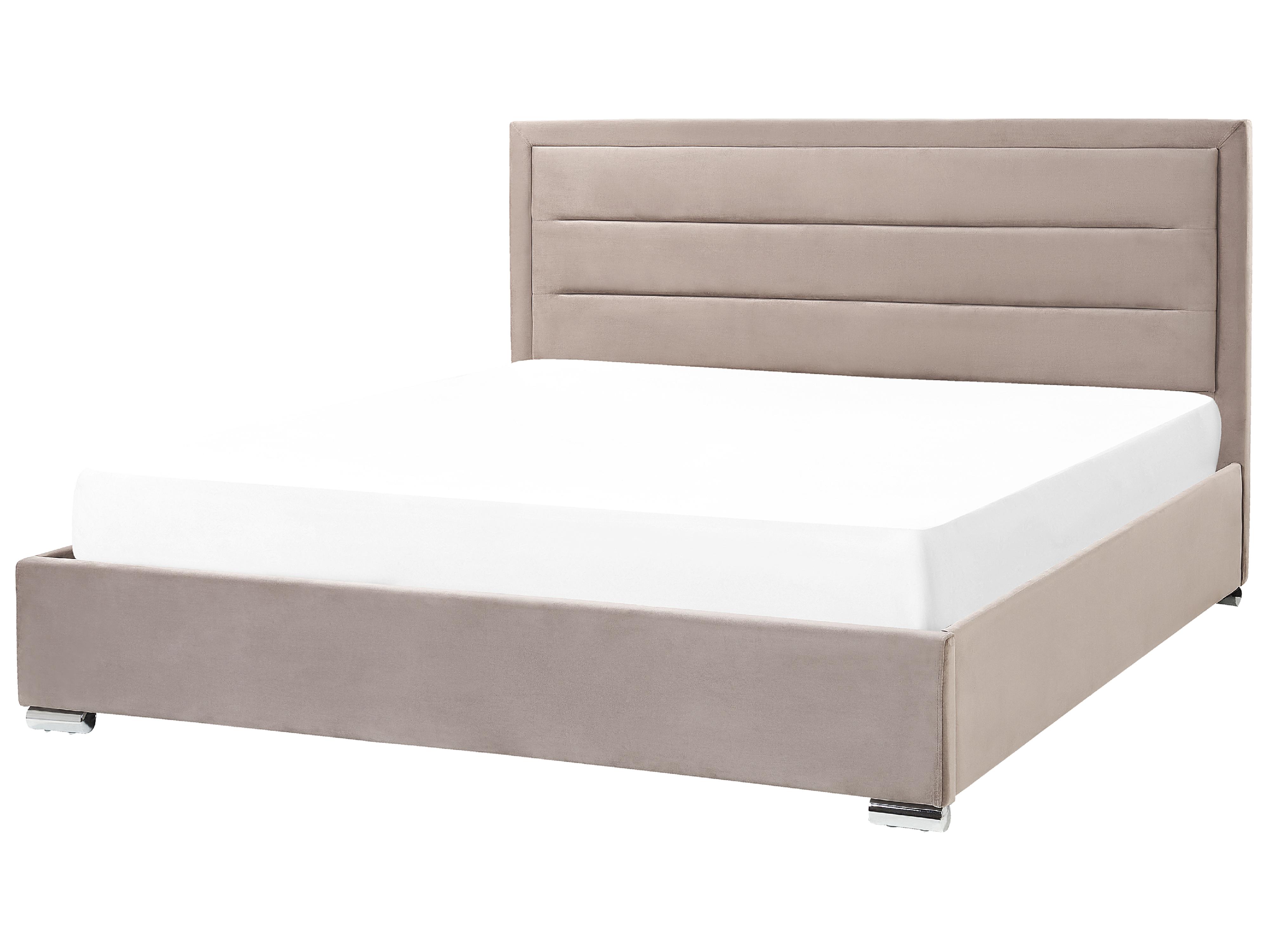 Bed met opbergruimte Fluweel ROUEN 180 x 200 cm Taupe