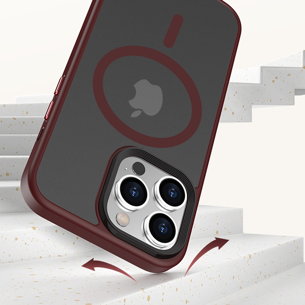 iPhone 15 Pro Max MagSafe Hybrid Hardcase Hülle mit TPU Bumper - Rot / Schwarz