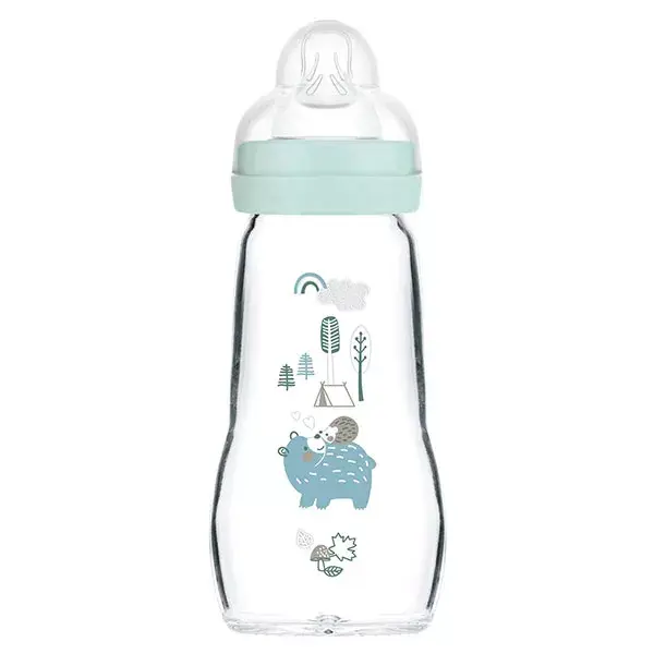 Mamadeira de vidro MAM +2m Urso Azul 260ml