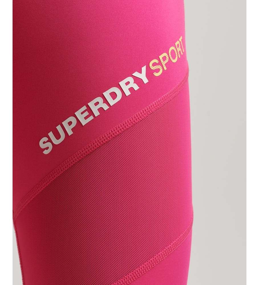 Superdry Leggings de malla Training 7/8 rosa