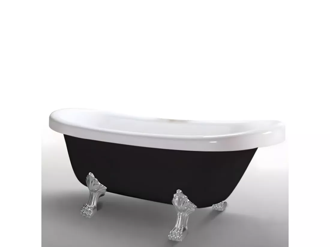 Baignoire ilôt retrò 170 x 80 cm noir avec pieds argent – Marigold Noir