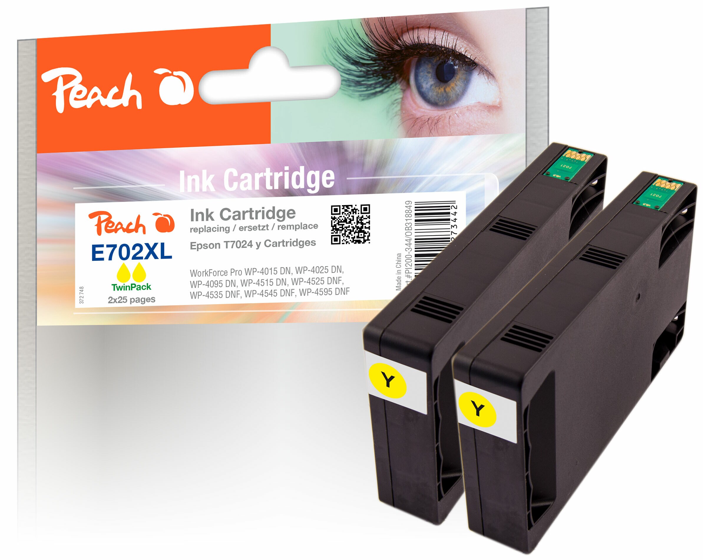 Peach E702 Druckerpatronen XL 2*ye ersetzt Epson T7024 y*2, C13T70244010*2 für z.B. Epson WorkForce Pro WP -4015 DN, Epson WorkForce Pro WP -4025 DW